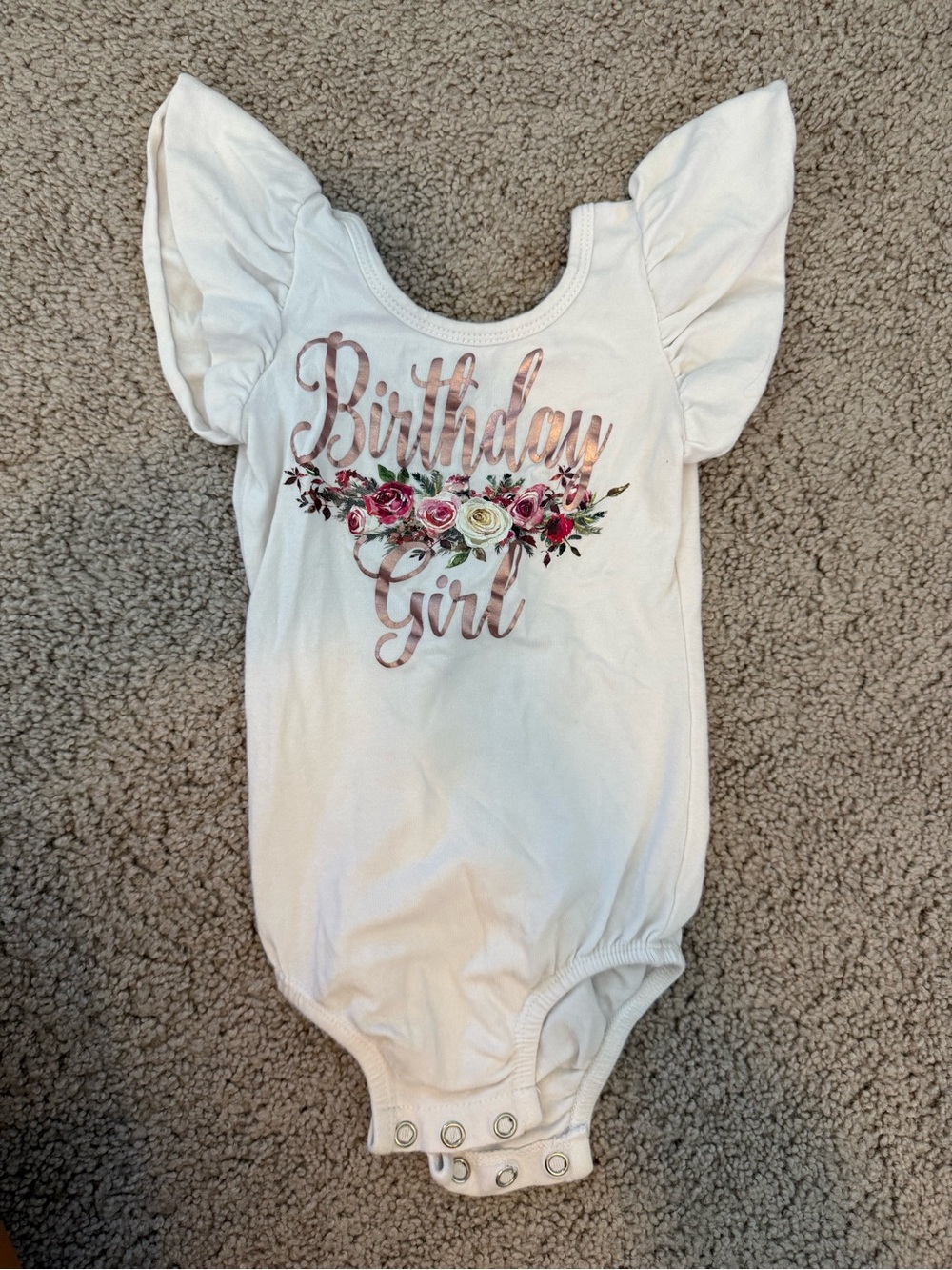 Birthday Girl White Floral One-Piece for Kids 12m